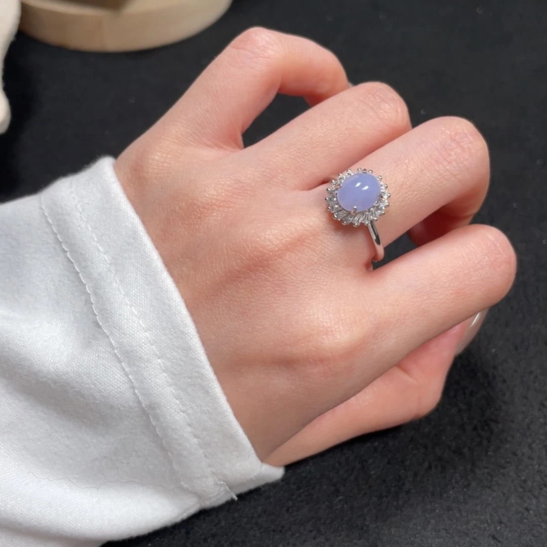 翡翠戒指银S925镶嵌7269