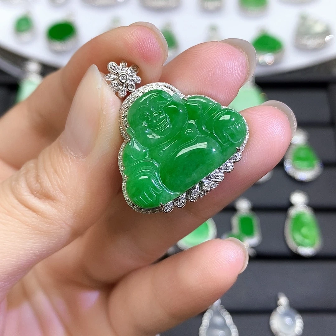 翡翠18K金镶嵌吊坠(不含链)