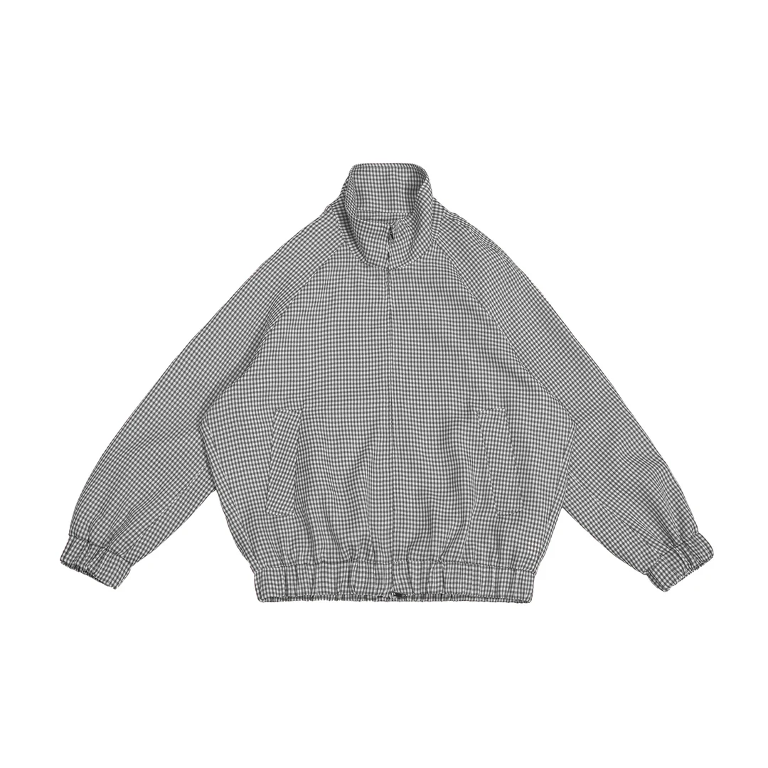 GGAHOLIDAY新款时尚百搭宽松休闲开衫立领格子外套-151219