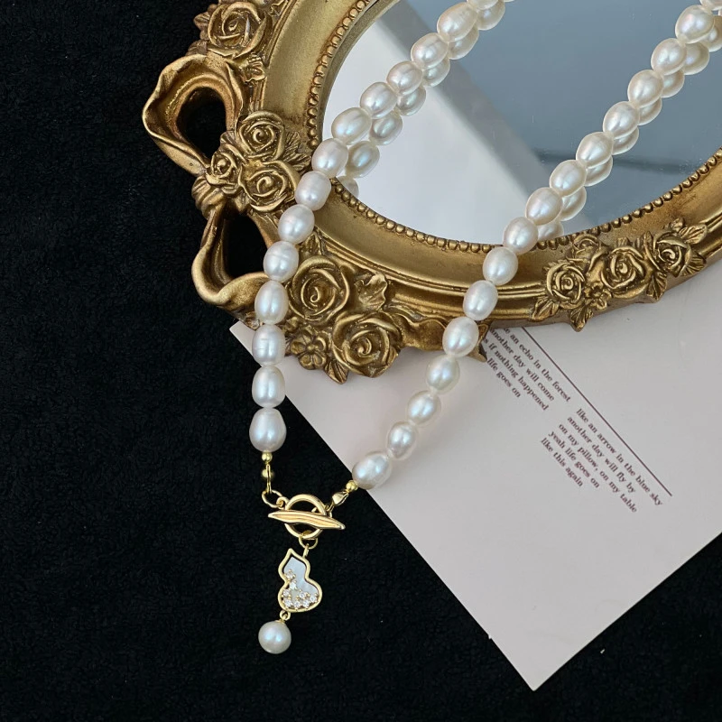 天然淡水珍珠OT扣葫芦吊坠轻奢百搭项链简约气质颈链LH0560