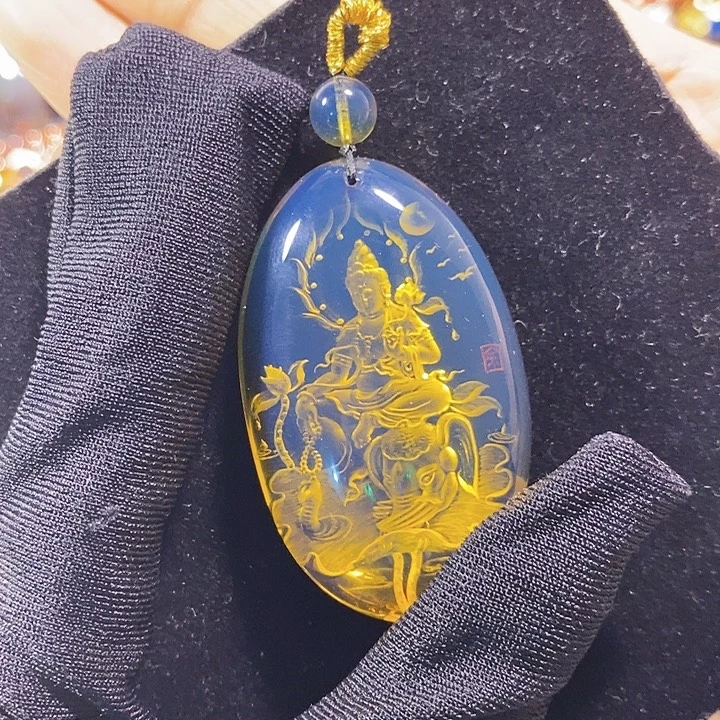 蓝珀未镶嵌珠宝奇石墨西哥蓝珀普贤