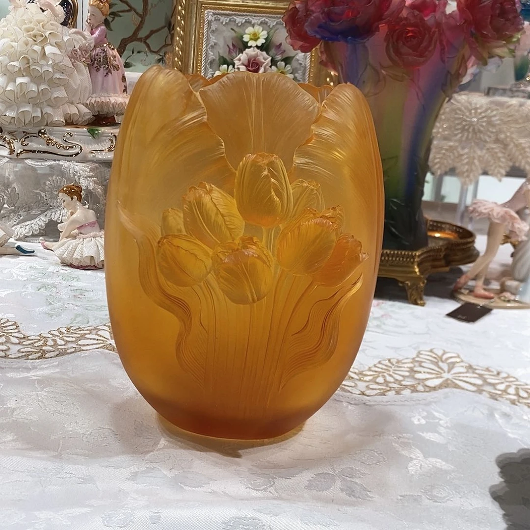 摆件QAA127都慕脱蜡水晶郁金香花瓶