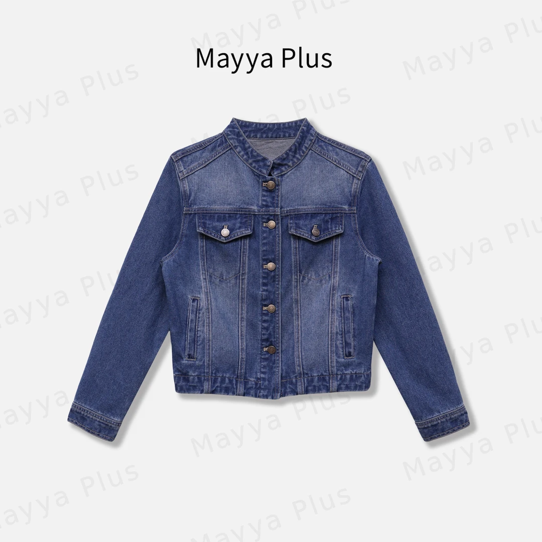 【牛仔达人】Mayya Plus秋季新款水洗百搭复古牛仔外套上衣32536356
