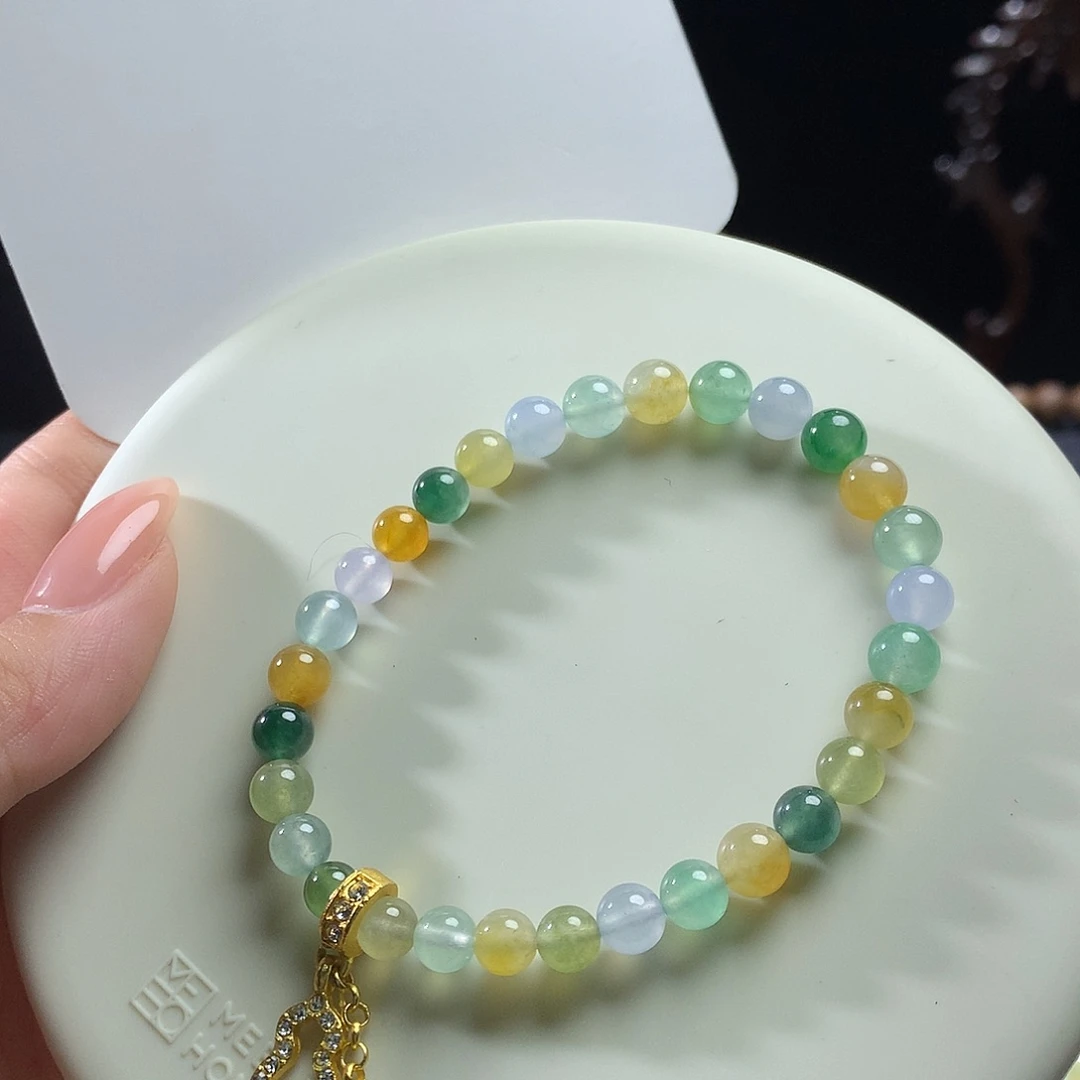 翡翠未镶嵌手链多彩特色手串
