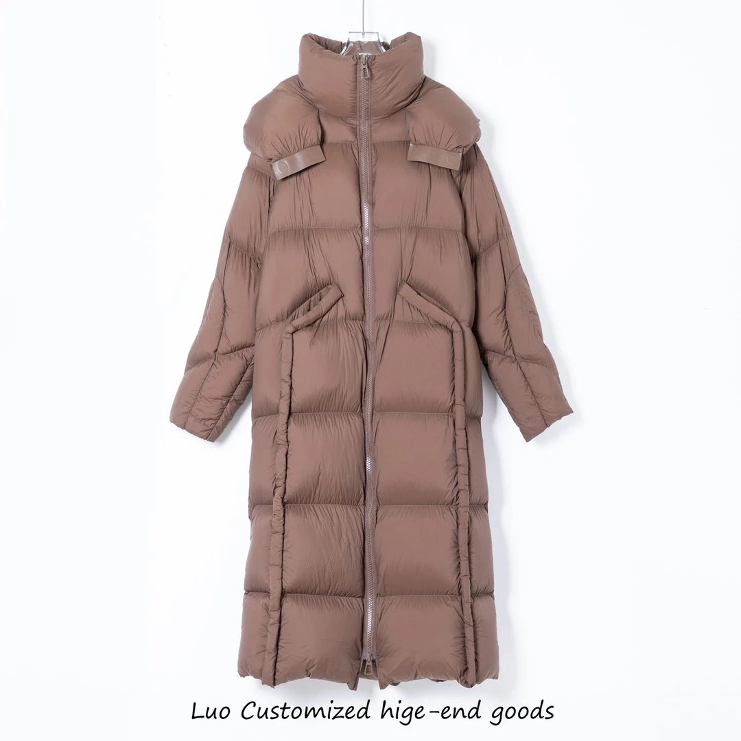 保暖鹅绒服JW241103款 连帽宽松中长款加厚过膝