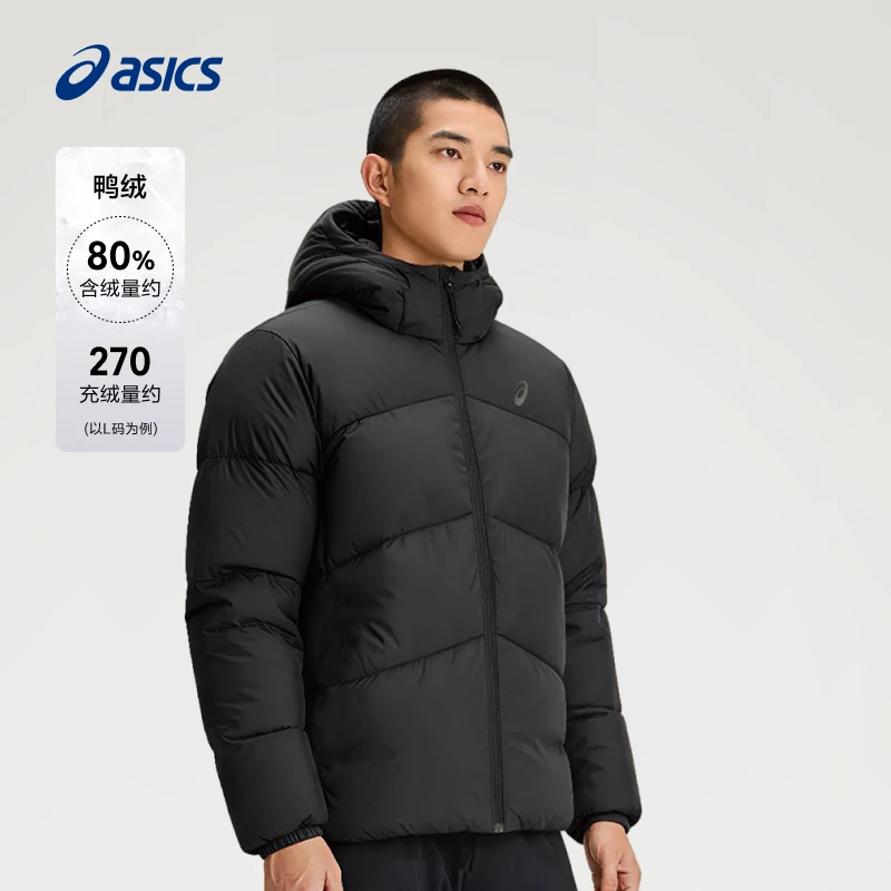 ASICS亚瑟士新款男式反光印花运动羽绒夹克舒适时尚保暖羽绒外套