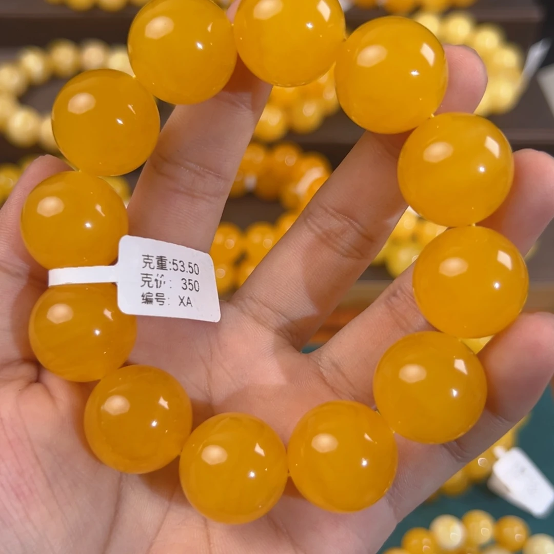 琥珀未镶嵌手链53.5g焦皮同料圆珠20mm xa