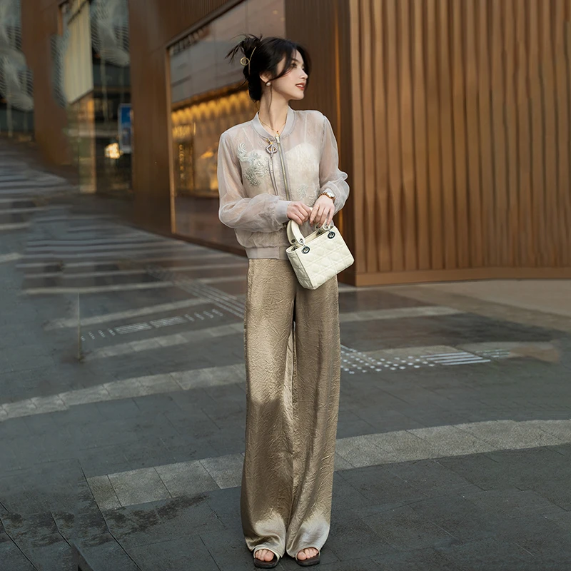 【钱老板专属】女士2024新款醋酸绉休闲裤6084CKW