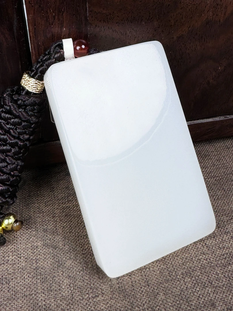 （澳哥精选）新疆和田玉羊脂白玉平安无事牌