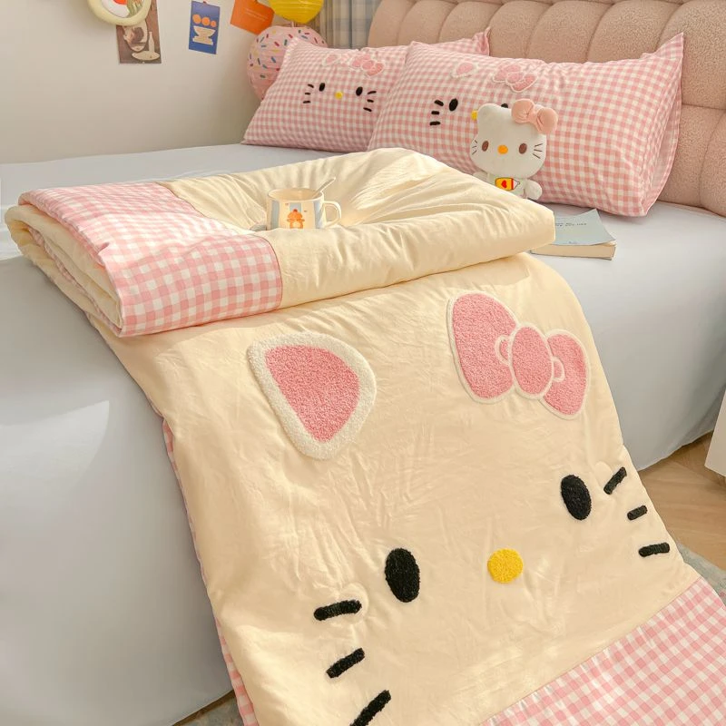 hellokitty夏被2025新款夏凉被四件套空调被可机水洗被子单人学生