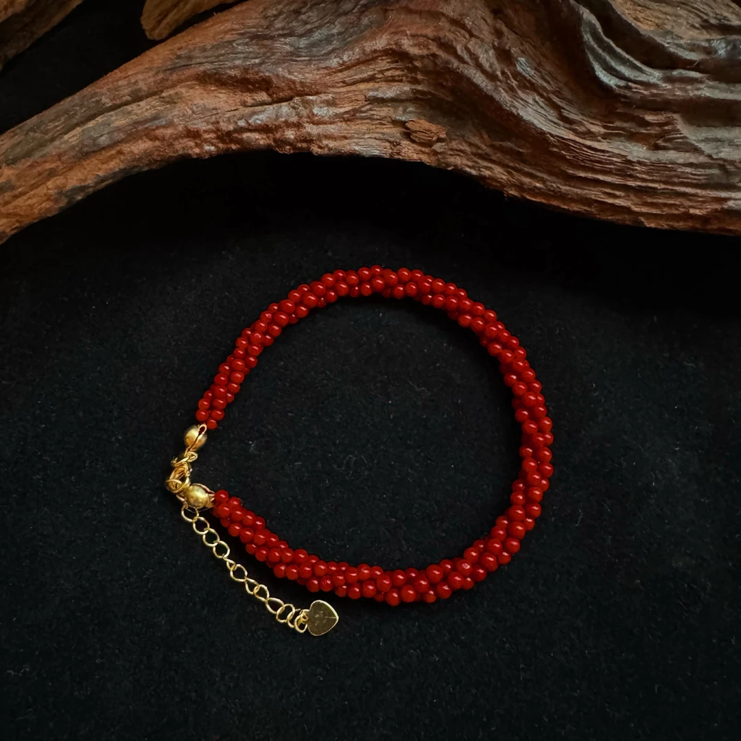 碧海丹心-天然沙丁多股圆珠手串-05004