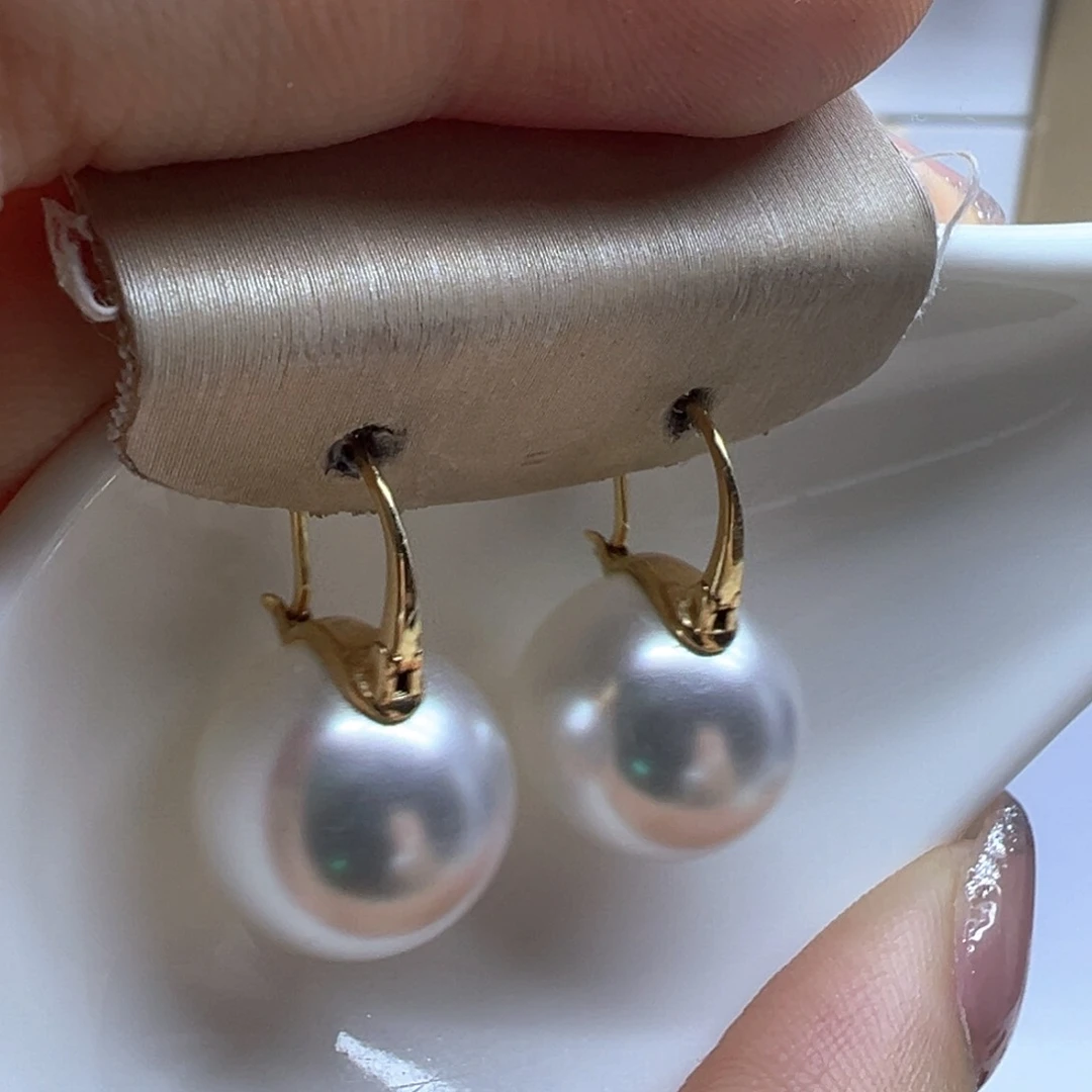 18K金镶嵌淡水珍珠耳饰