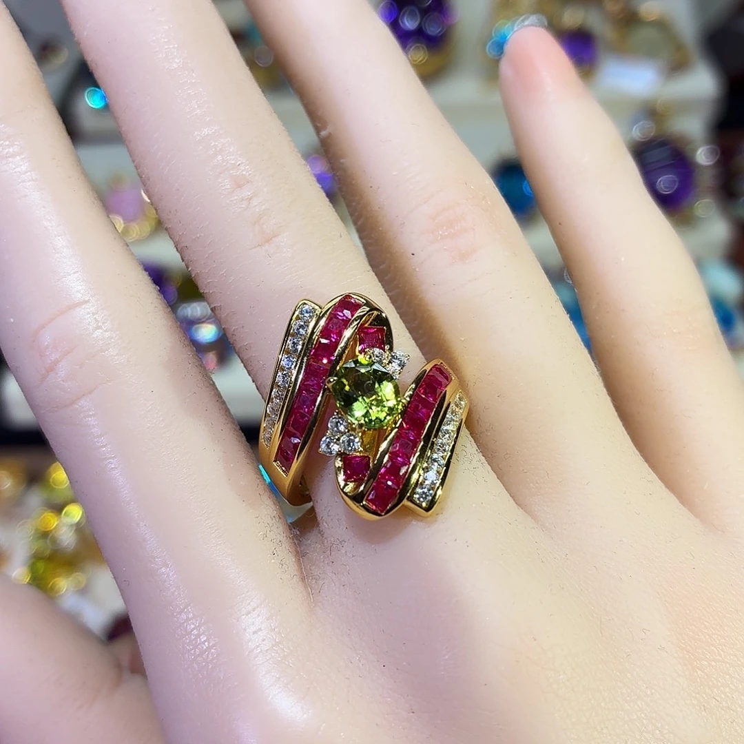 戒指碧玺银S925镶嵌