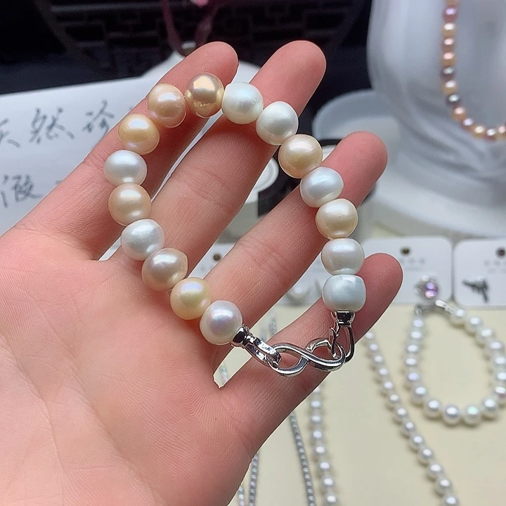 银S925镶嵌手链淡水珍珠