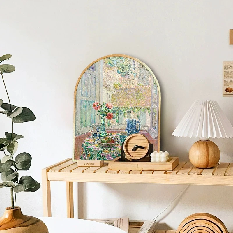 053北欧ins田园小清新风景法式小众装饰画卧室玄关餐厅拱形挂画
