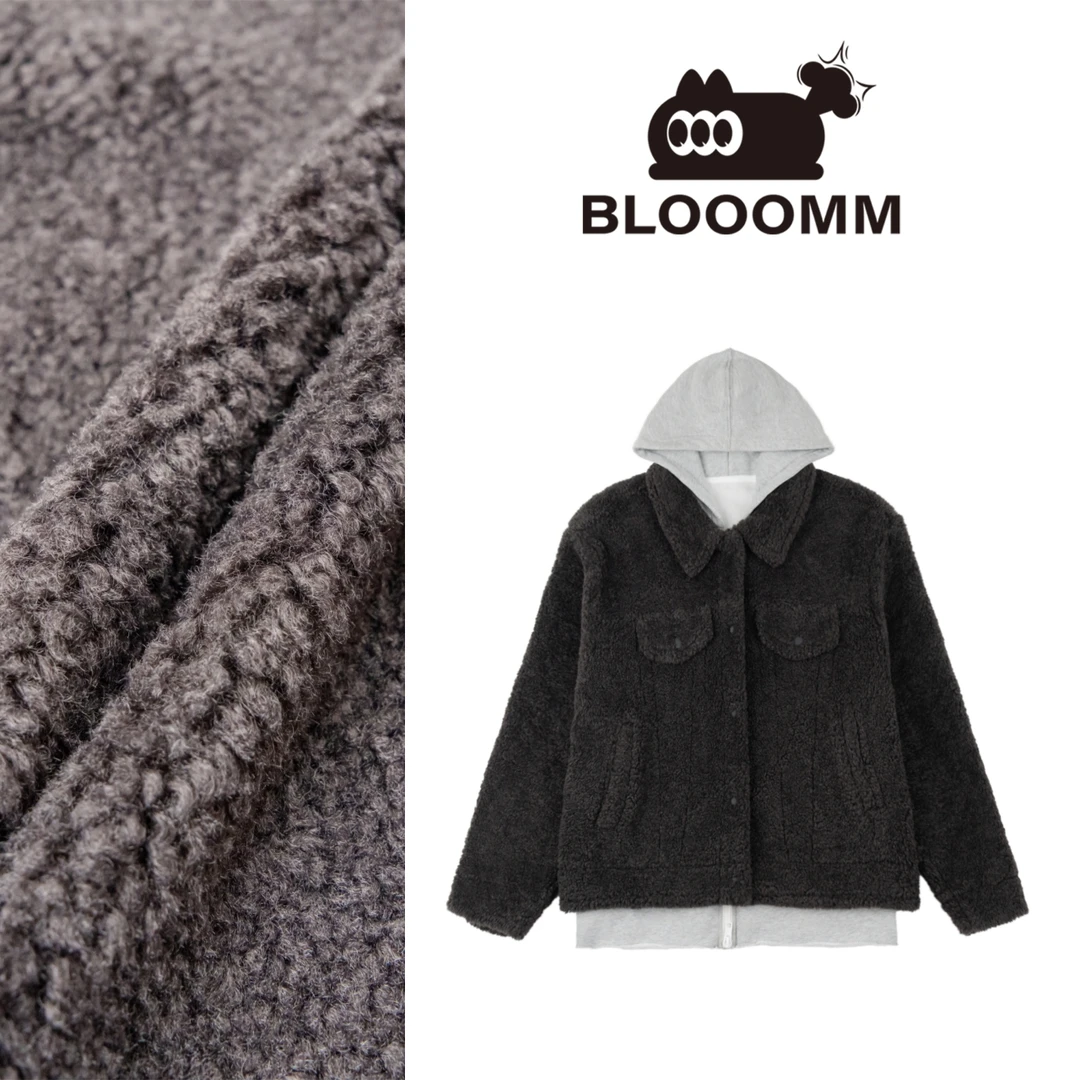 【有点小A】时尚泰迪羔羔毛连帽假两件休闲外套宽松百搭保暖F2993