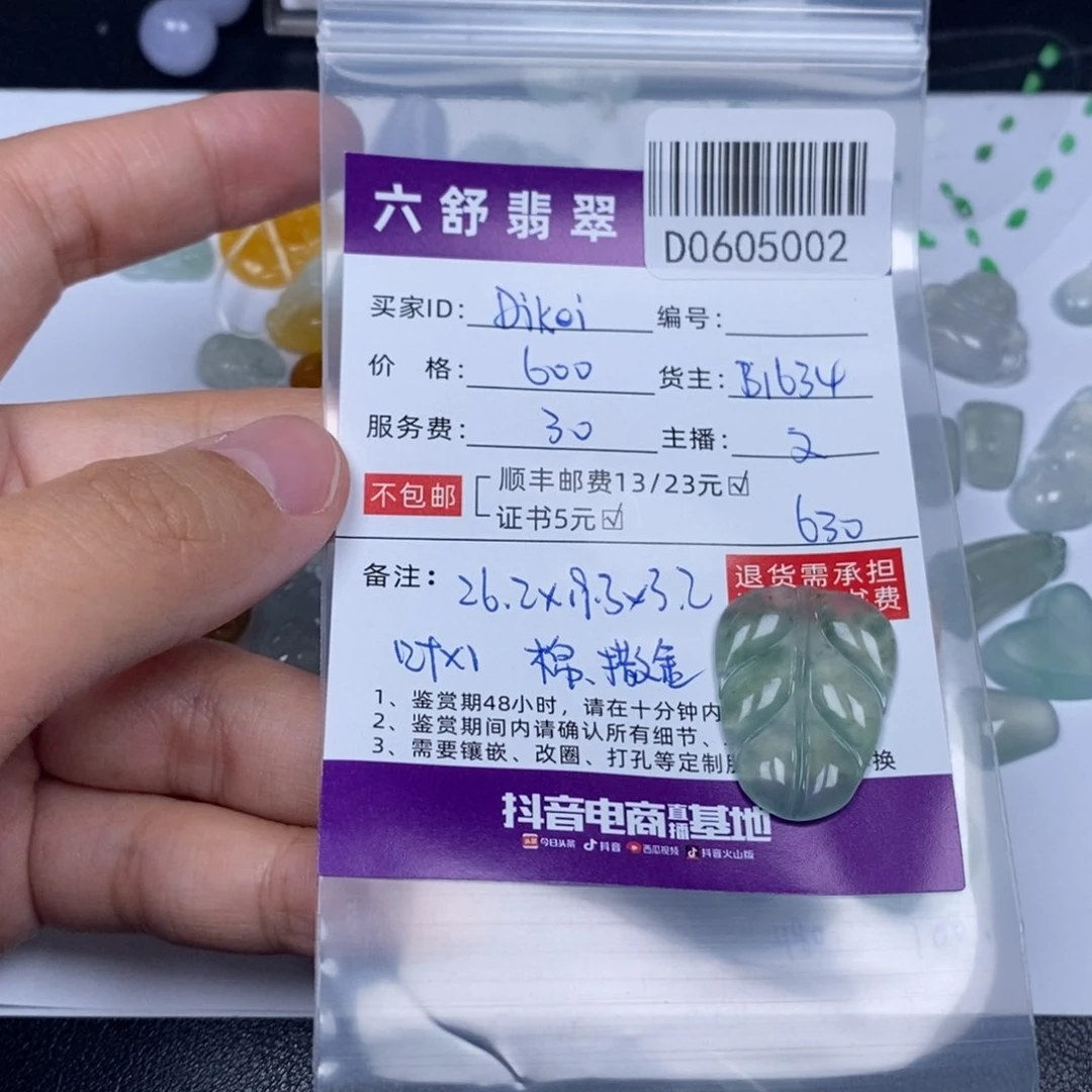 翡翠未镶嵌吊坠(不含链)D***iD0605002