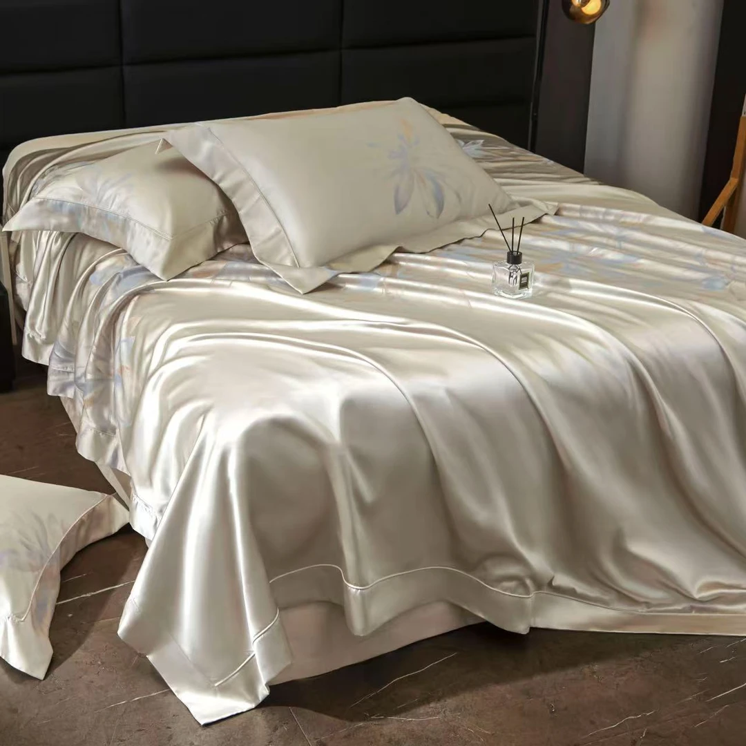 【刘总轻奢】ck超柔亲肤高精密真丝色织提花四件套-向阳花/米灰色