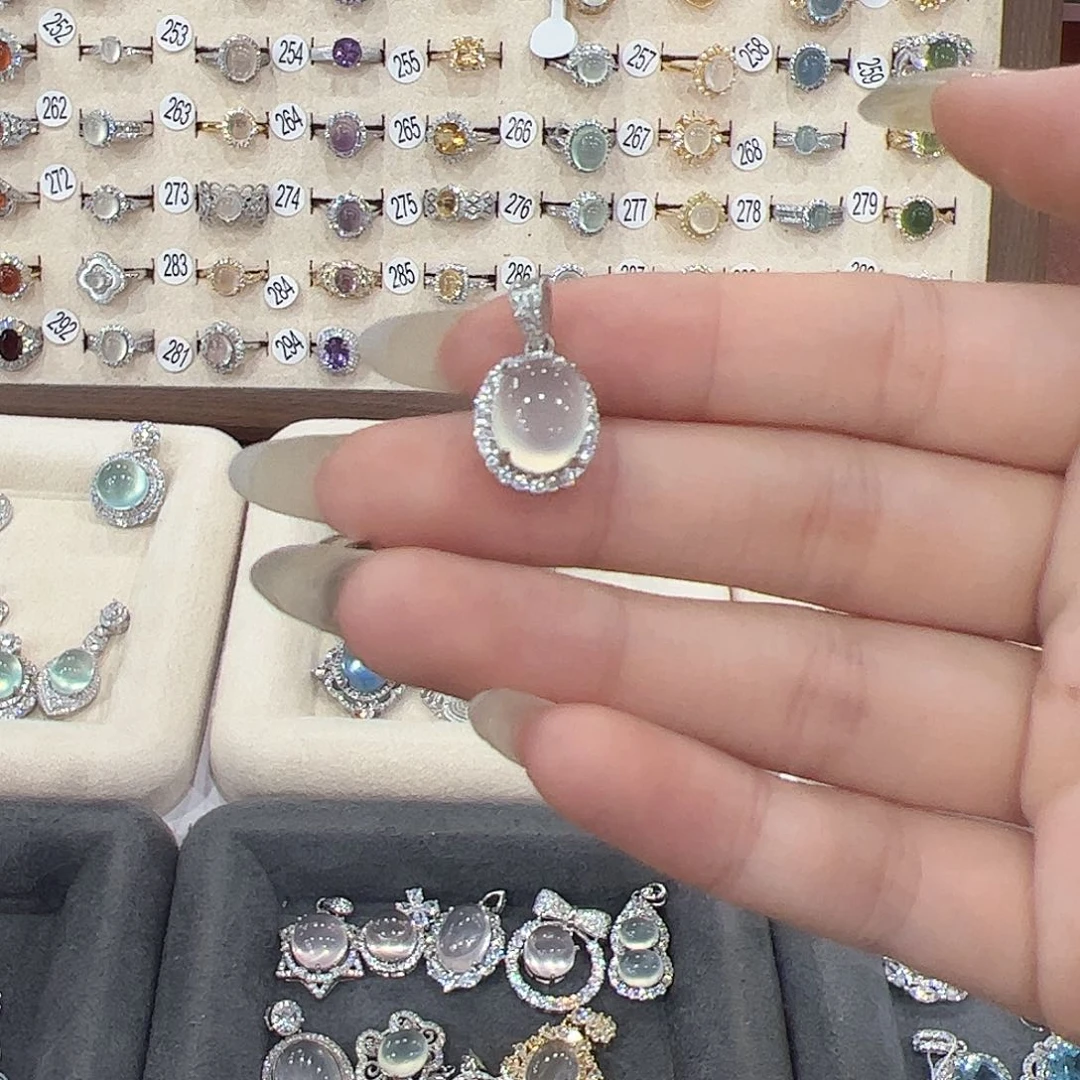 蛇纹石玉戒指项链戒指银S925镶嵌屁