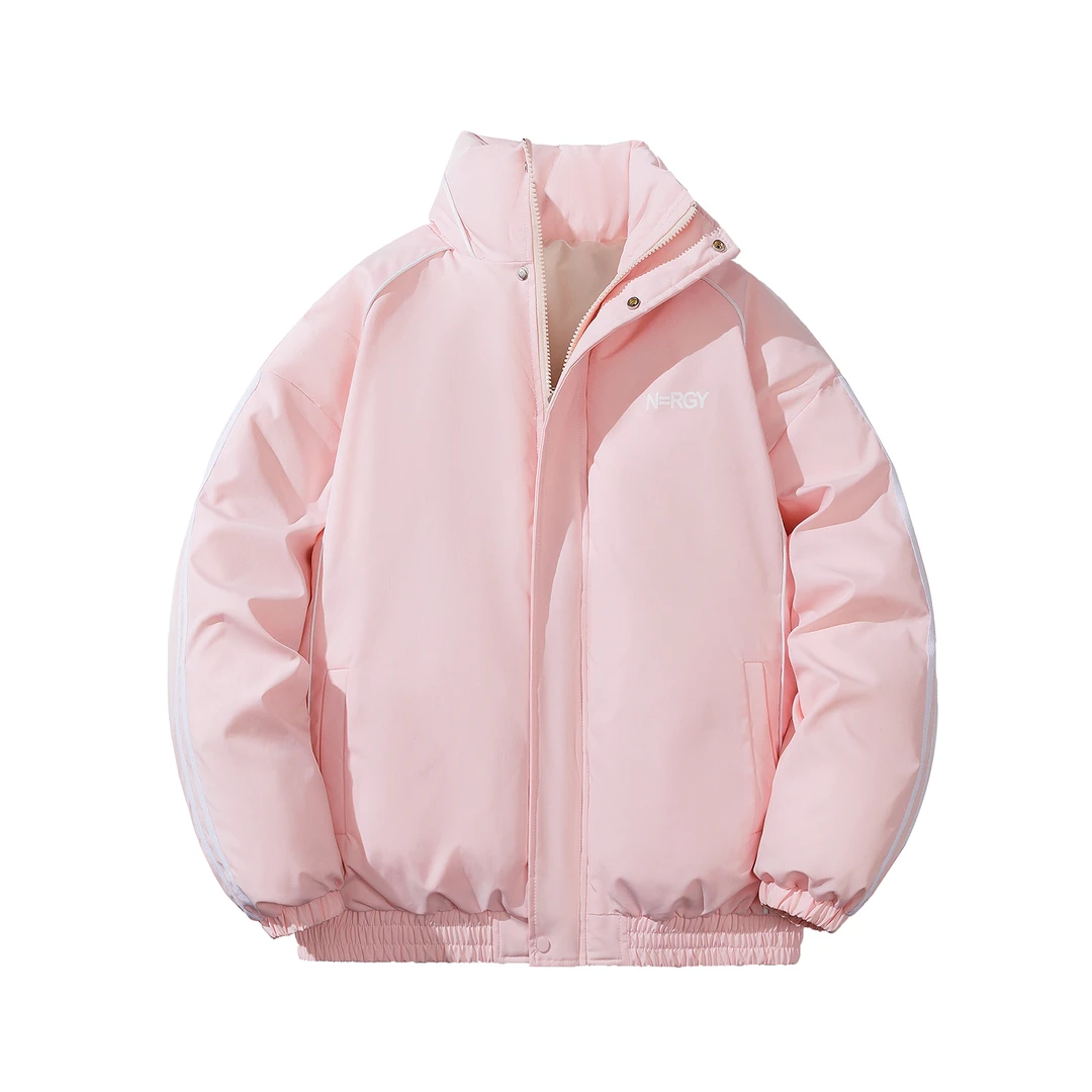 WJUANJUAN 立领条纹织带中性棉服宽松棉衣1107