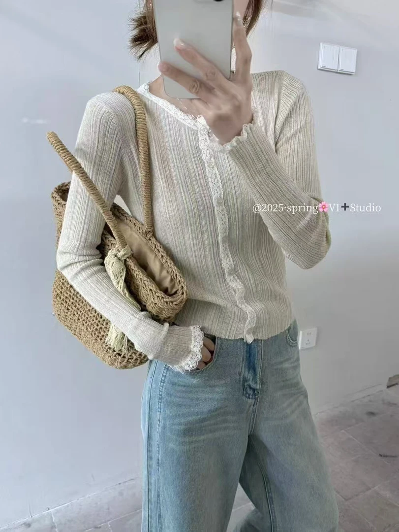 橘子家新款蕾丝花边小衫