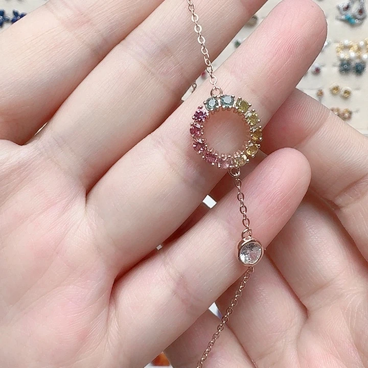 碧玺手链银S925镶嵌手链550