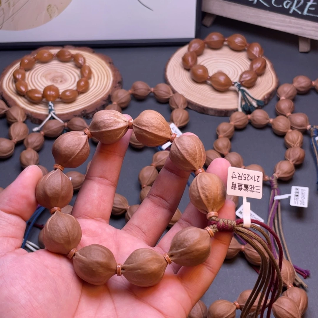 懿***手串橄榄核梅林铁核三花鲨鱼背原皮素串21×25尺寸