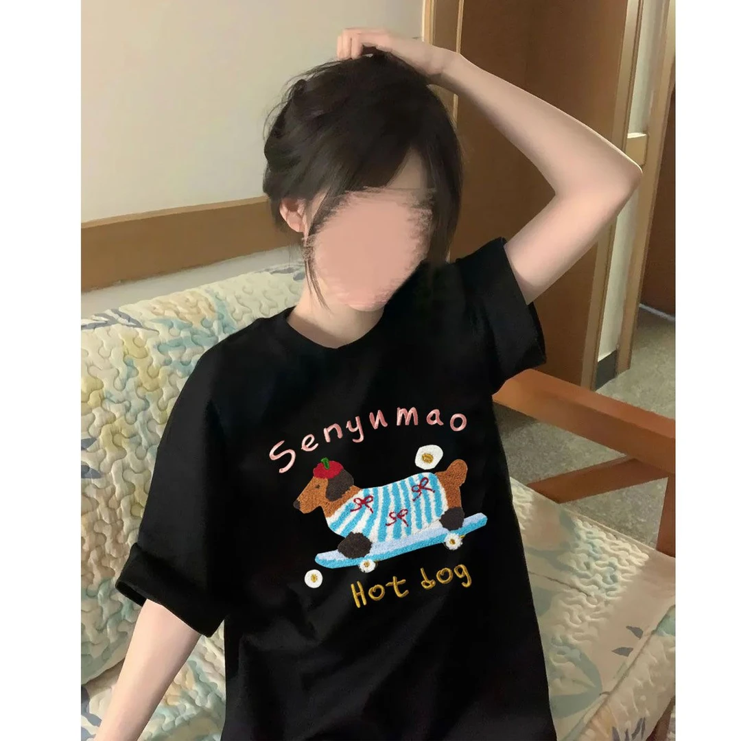 原版质量!!!【毛巾刺绣】美式短袖t恤女ins小众设计情侣ins国潮牌