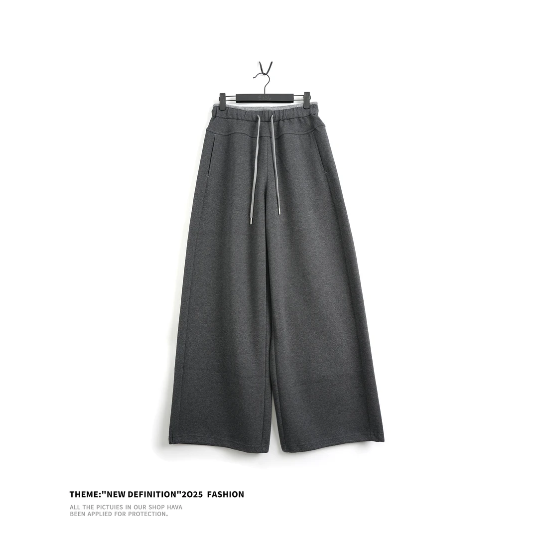 KOKO WANG新款高腰抽绳通勤显瘦百搭阔腿休闲裤X6675I02K24