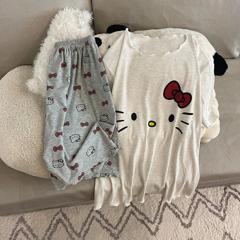 可外穿甜美KT猫夏天睡衣女夏季短袖短裤薄款凉感大码少女2025新款