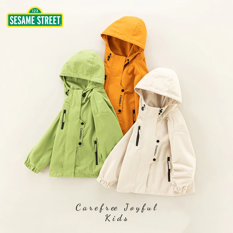 【XY】芝麻街春季新款儿童连帽休闲印花洋气外套ZMCA018