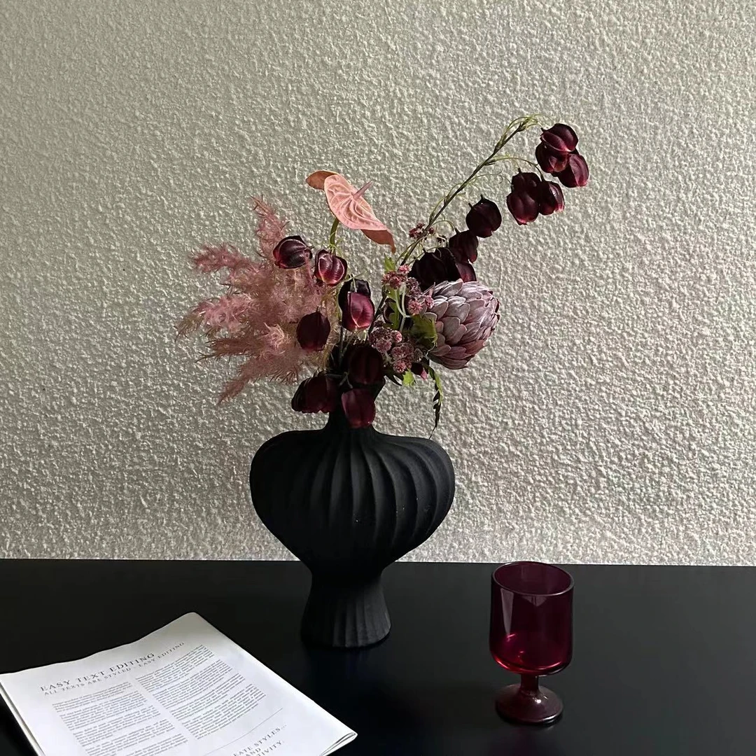 逐趣 设计师款手扎仿真花仿干花绢花假花夹层办公桌摆件