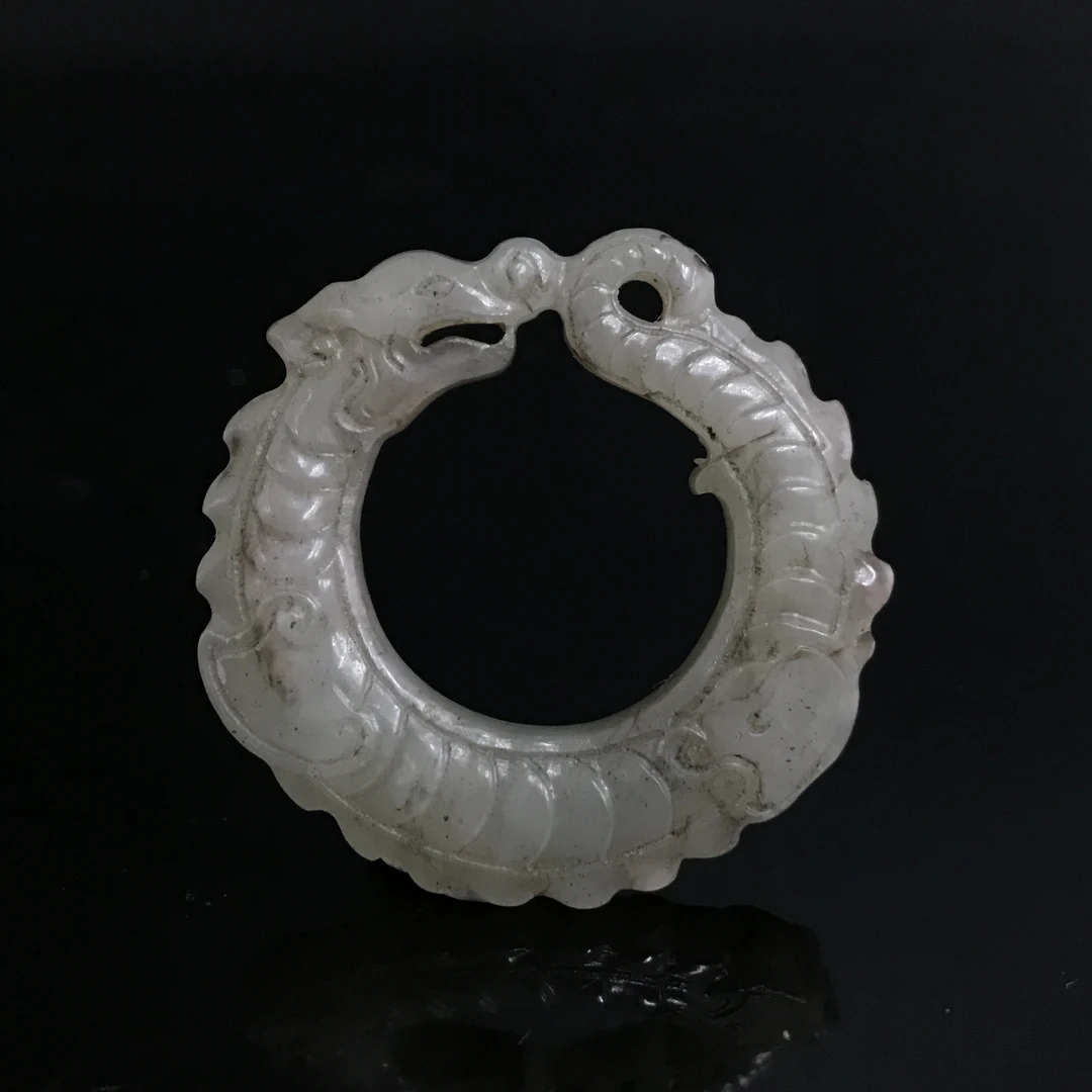 清代和田玉咬尾龙纹佩/543042/收藏/传承/【友谊文物商店】