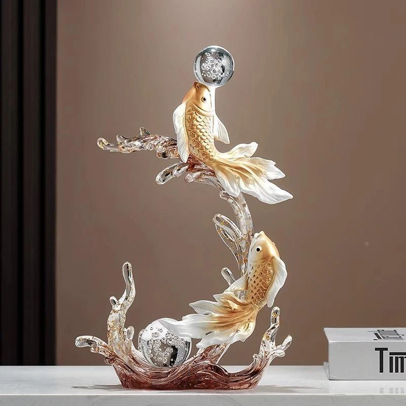 入户玄关壁龛年年有余酒柜摆件风生水起锦鲤装饰品乔迁新居礼品