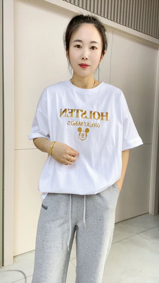 【丹姐优选】时尚刺绣亮片T恤