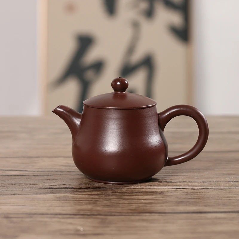 全手工紫泥黑金刚朝阳壶大口小容量三杯冲茶罐工夫茶家用潮州紫泥