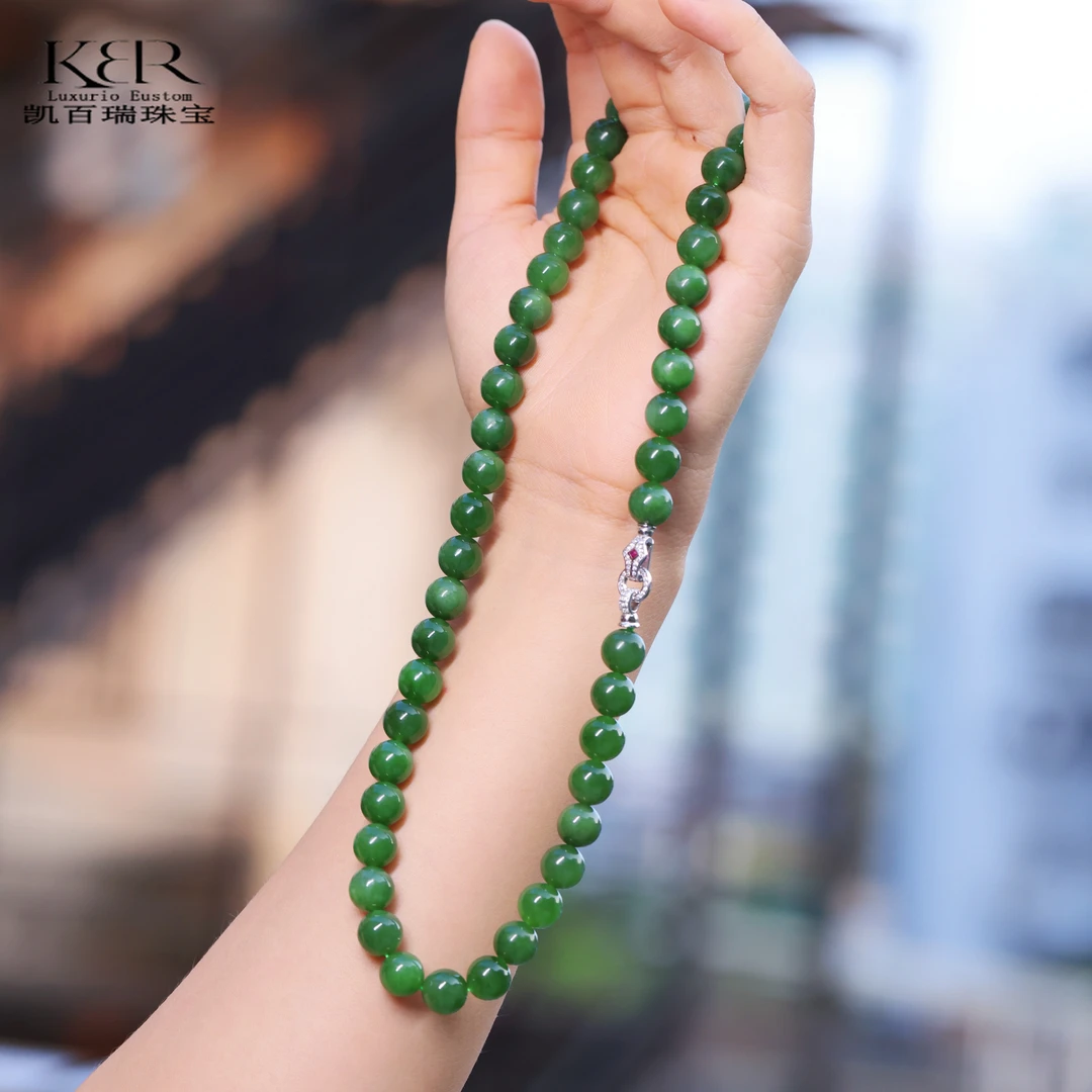 10m新款天然和田玉大直径珠串项链女神链妈妈链时尚女 JJH1020002