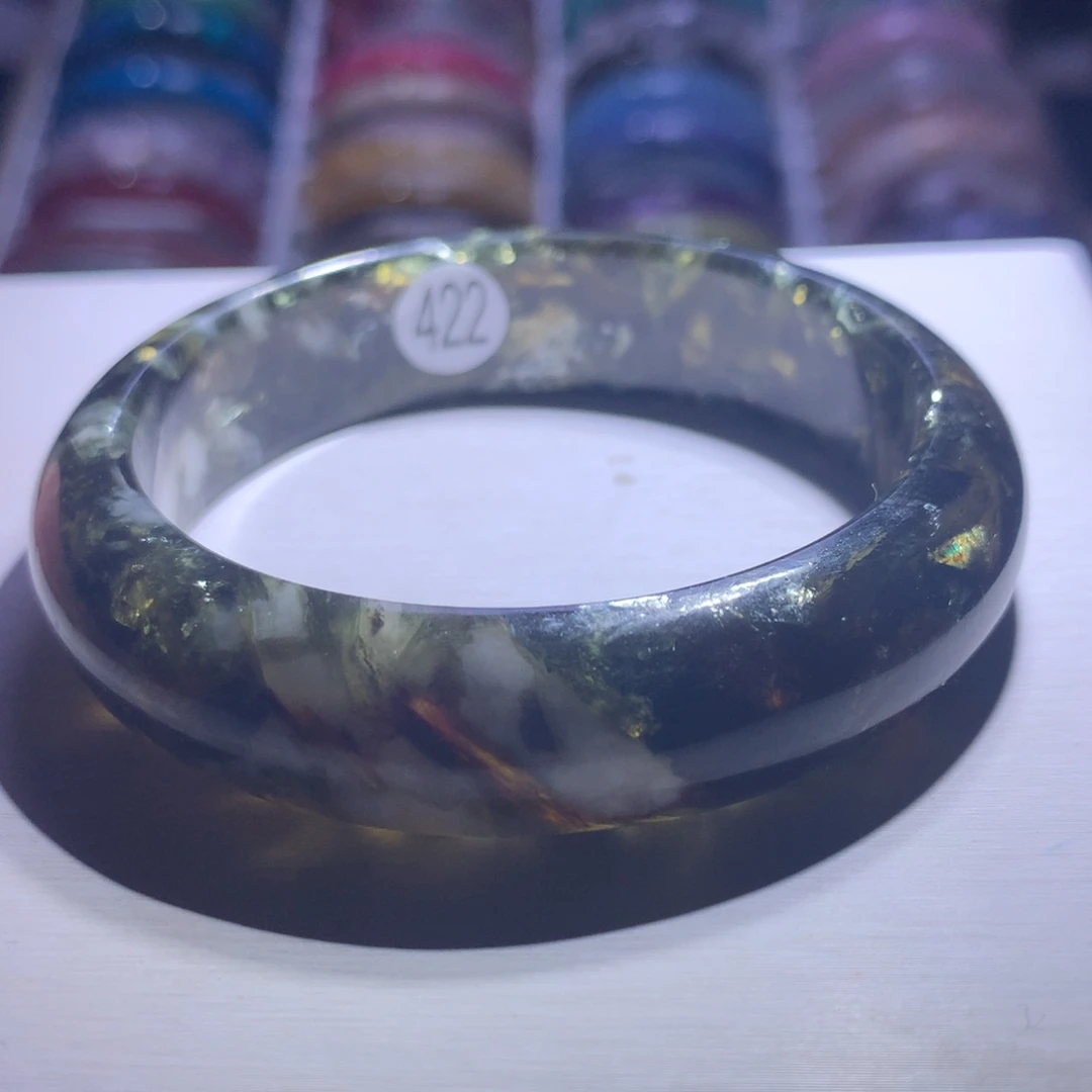 手镯水晶银S925镶嵌绿祖母56.1圈422