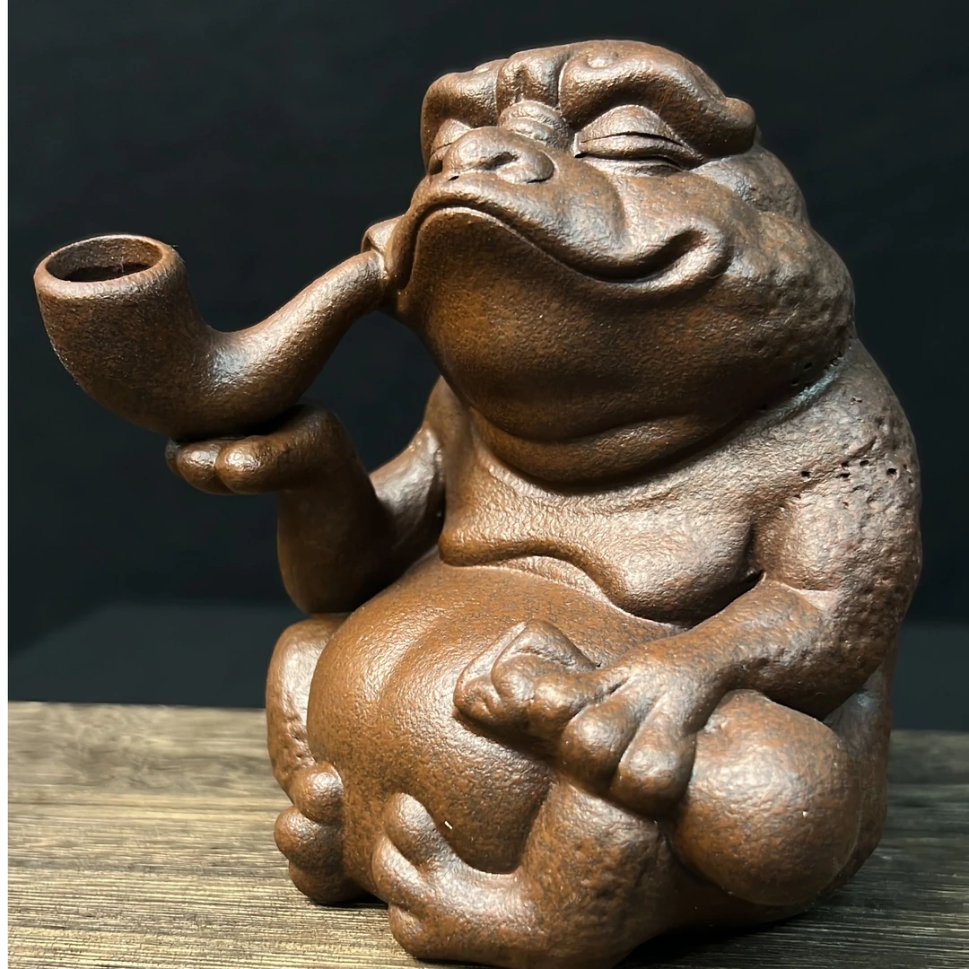 紫砂烟斗金蟾茶宠茶桌玄关柜子摆件