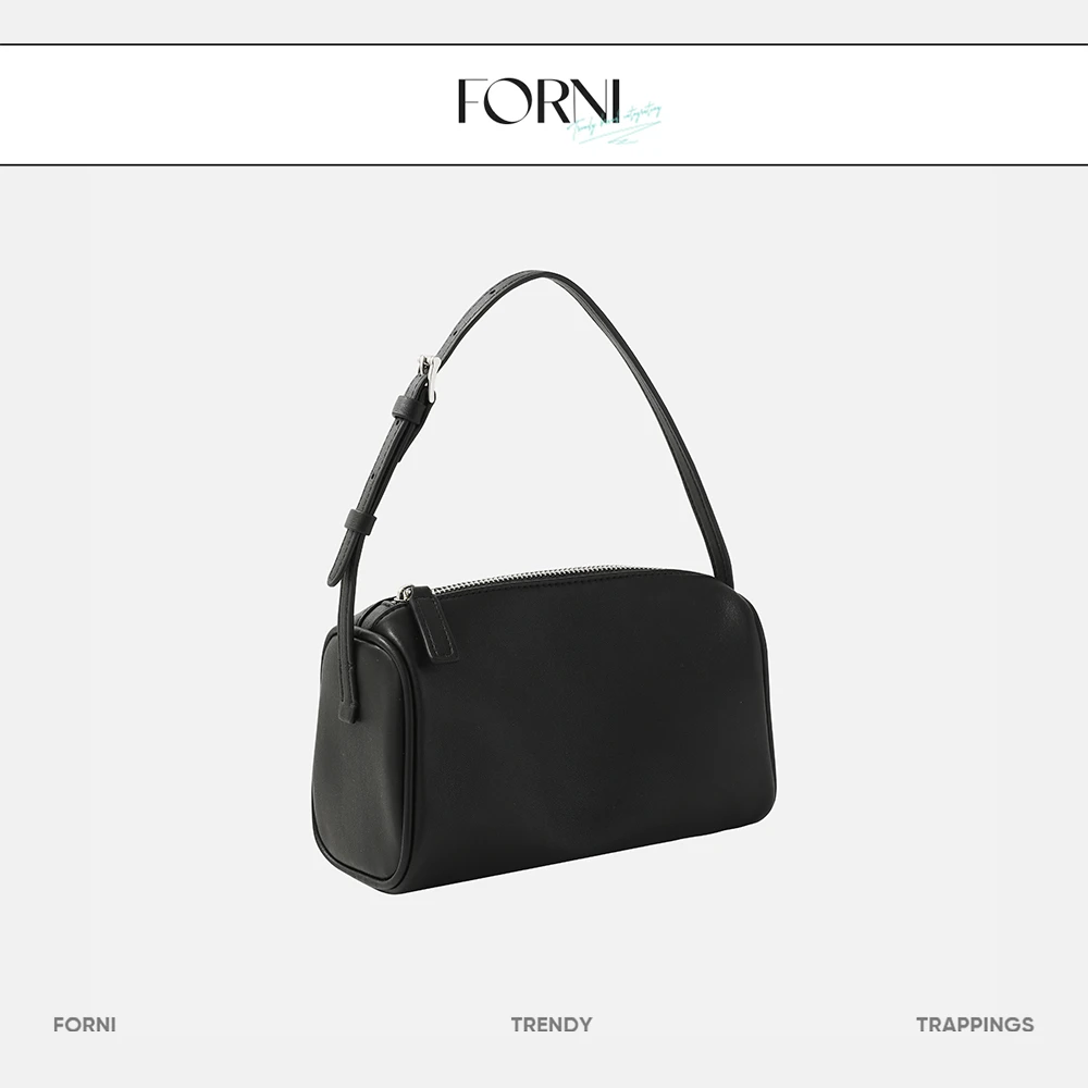 FORNI 涵养 二层牛皮休闲简约方包轻奢时尚百搭女士黑色