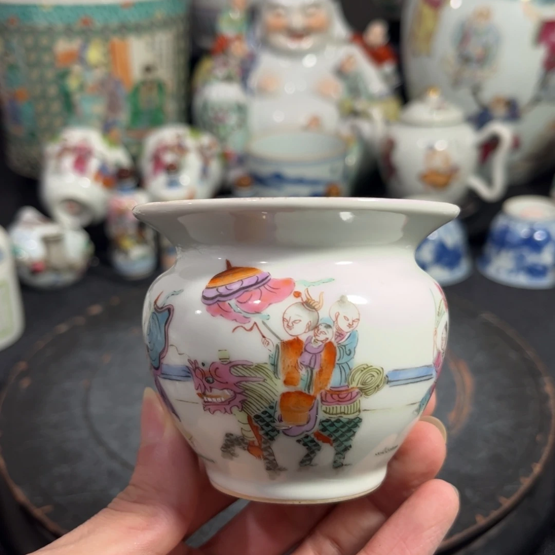 摆件粉彩麒麟送子鸟食罐