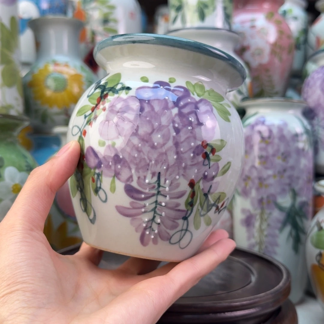 景德镇陶瓷手绘花瓶无孔