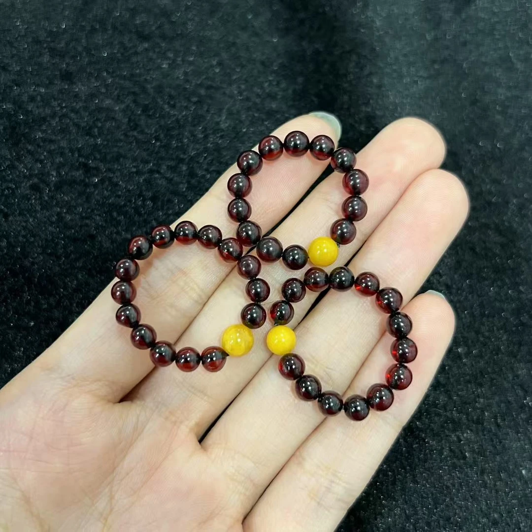 【铭记珠宝】琥珀DIY圆珠戒圈11-2DM116H6【多样性发一件】