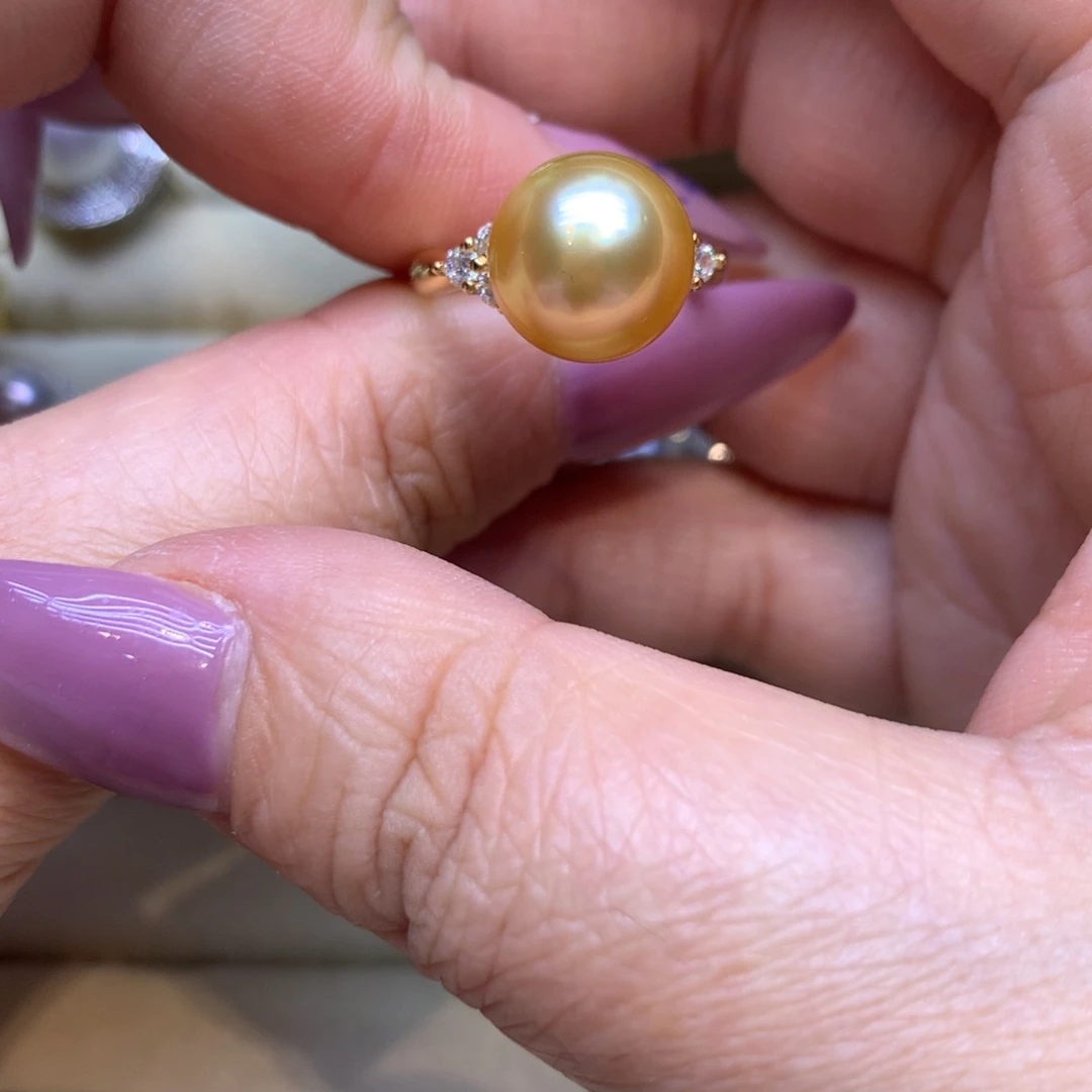 银S925镶嵌戒指海水珍珠