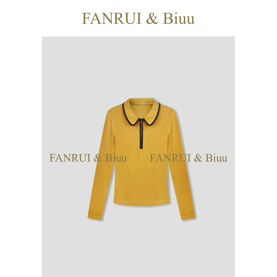 FANRUI/泛芮「贝贝biuu」拉链半开领简约洋气高级感打底上衣B18611