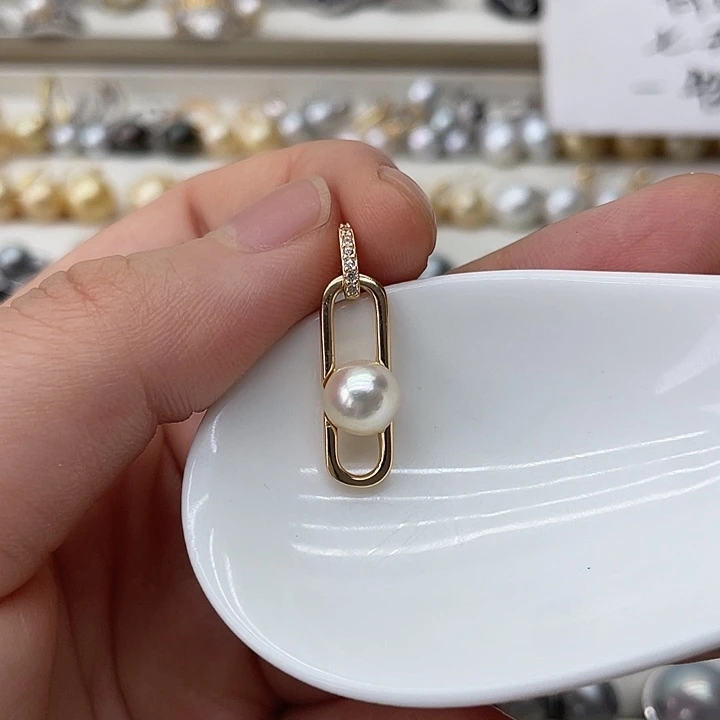 海水珍珠银S925镶嵌吊坠(不含链)
