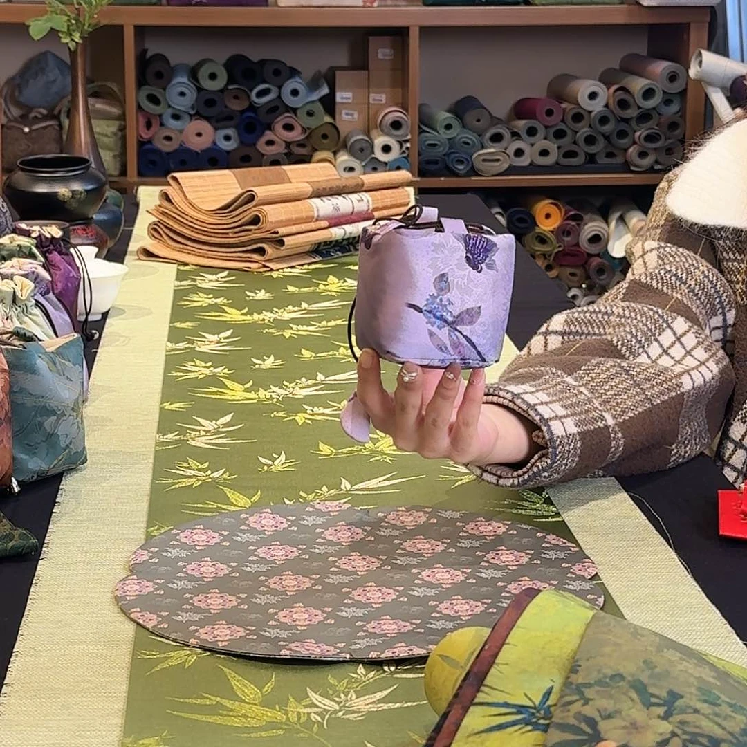 茶道配件棱织布袋浅紫