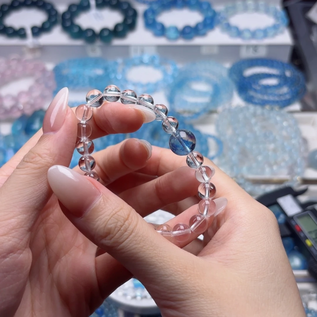 水晶手链未镶嵌白水晶7.9咪顶珠12