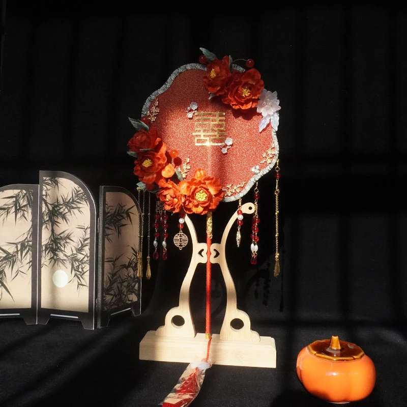 新娘结婚团扇手工diy材料包中式婚礼秀禾古风高级成品喜扇伴手礼