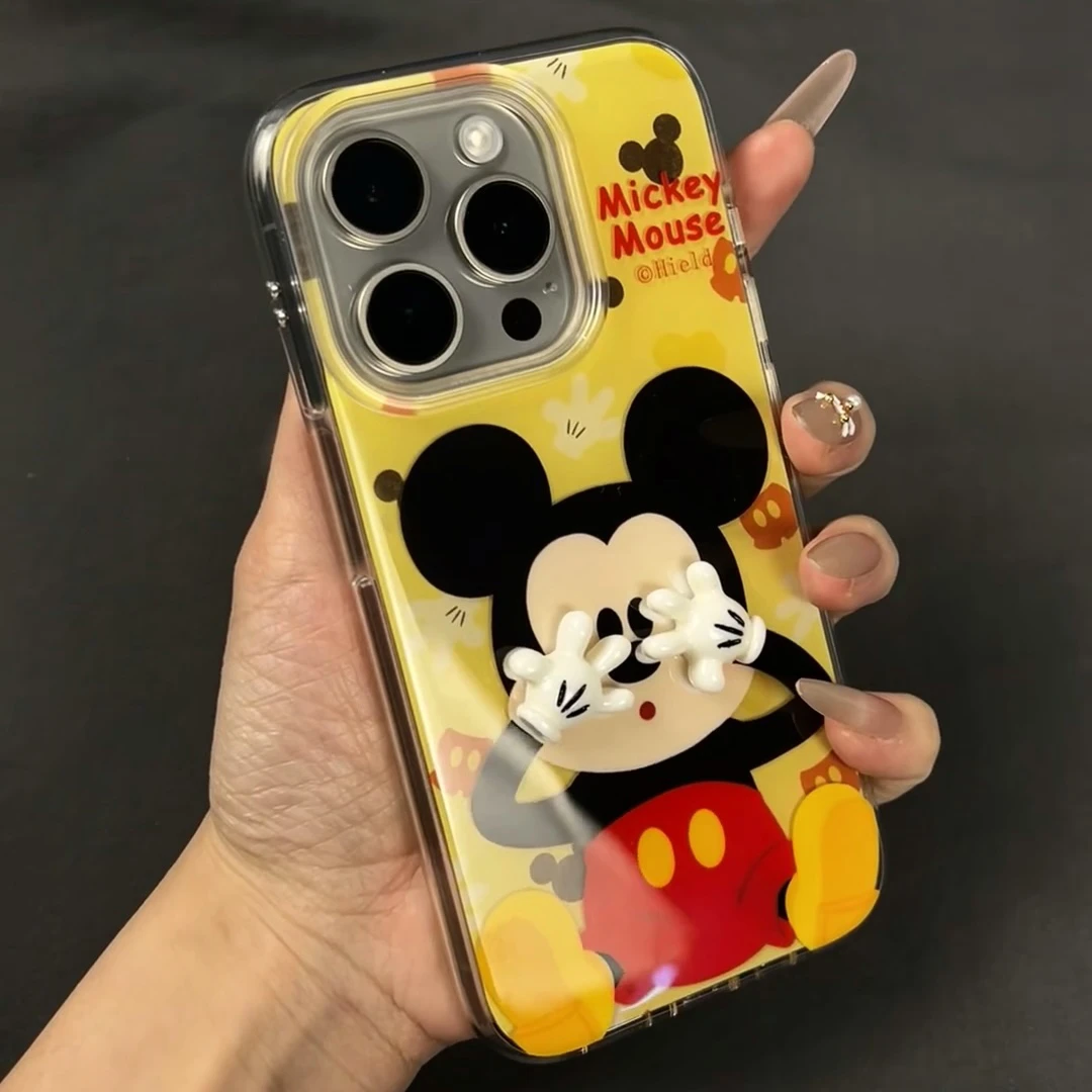 卡通可爱立体捂脸米奇适用苹果16手机壳iPhone13华为vivo小米oppo